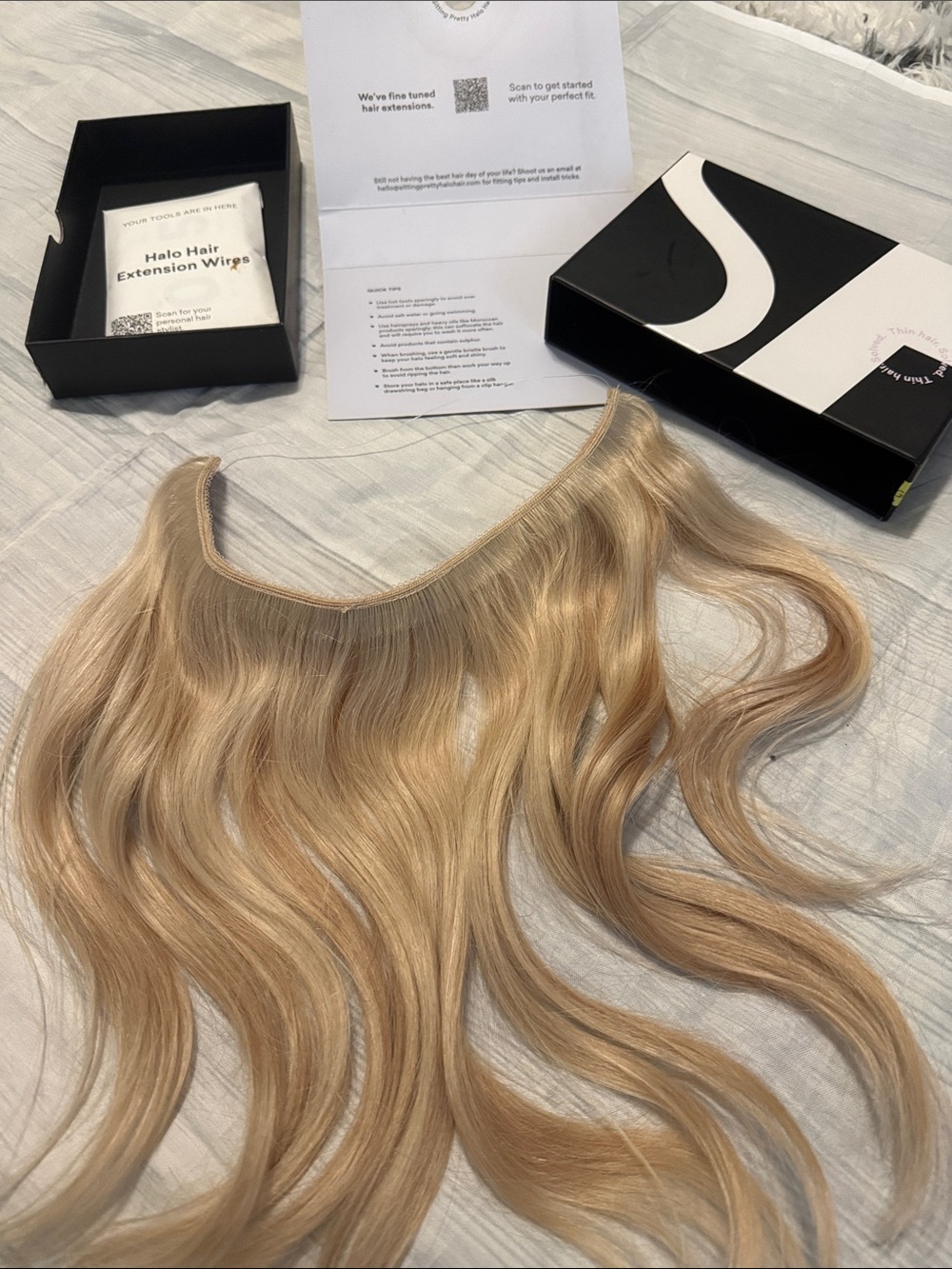 Blonde Halo Hair Extension - Seamless Light Blonde Weft